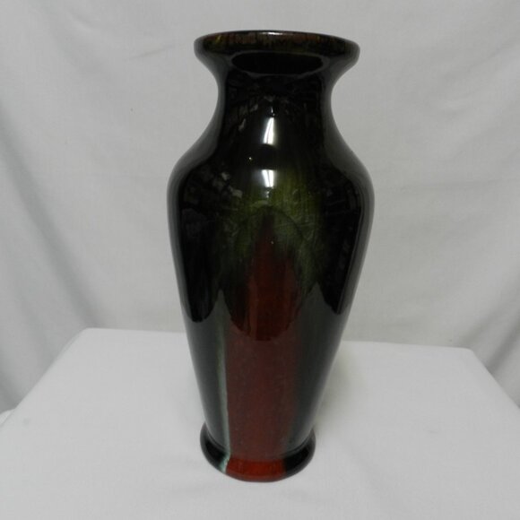Vintage Chinese Art Pottery Flambe Glazed Red Oxblood 13.5"  Tall Vase ombre - Picture 9 of 12